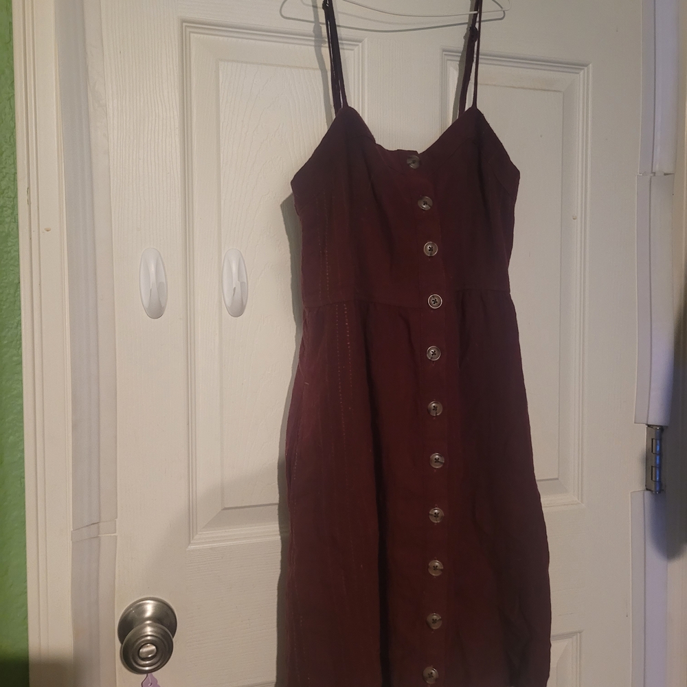 SOLD - Universal Thread Burgundy Midi Dress with Buttons